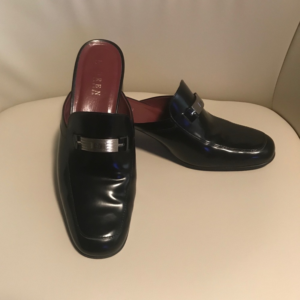 Ralph Lauren Black Leather Slip-ons